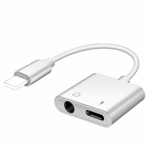 2in1 Audio Adapter for iPhone 11 12 Pro Max XS Aux Jack Headset Lighting 3.5mm to Headphone Splitter Charging Earphone Cable